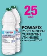 Powafix-750ml Mineral Turpentine/Thinners-Each