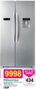 Hisense 730Ltr Stainless Steel Side By Side Fridge/Freezer-H730SS-WD