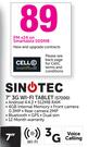 Sinotec 7" 3G Wi-Fi Tablet S7200-On Smart Data 500MB