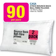 Casa 2 Pack Bounce Back Ball Fibre Pillows-Per Pack