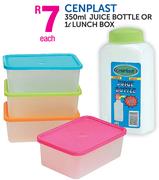 Cenplast 350ml Juice Bottle Or 1L Lunch Box-Each