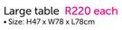 Sunny Kiddies Large Table 47x78x78Cm-Each