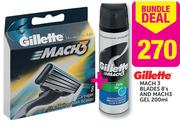 Gillette Mach 3 Blades 8's And Mach3 Gel-200ml