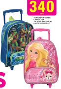 Turtles Or Barbie Character Trolley Backpacks-Each