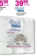 Great Value 2 Ply Toilet Tissue-9's Per Pack