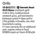 Bennett Read Grill Boss Contact Grill 822773