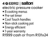 Salton Electric Pressure Cooker 830902