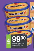Sunshine D 60% Fat Margarine Tub-4 x 1Kg