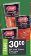 Save Tomato Chopped/Whole Peeled/Puree-For Any 3 x 400g