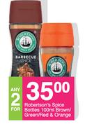 Robertson's Spice Bottles Brown/Green/Red & Orange-For Any 2 x 100ml