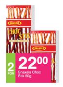 Snaxies Choc Stix-For 2 x 50g