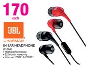 JBL In Ear Headphone T100A-Each