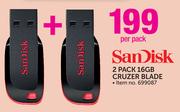 Sandisk 2 Pack 16GB Cruzer Blade