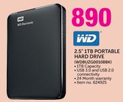 WD 2.5" 1TB Portable Hard Drive WDBUZG0010BBK