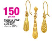 Bonded Gold Teardrop Earrings-Per Pair