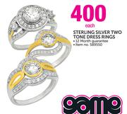 Sterling Silver Two Tone Dress Rings-Each