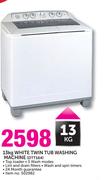 Defy 13kg White Twin Tub Washing Machine DTT164