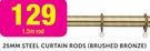 25mm Steel Curtain Rods (Brushed Bronze) 1.5m Rod