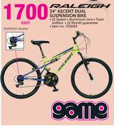 Raleigh 24" Ascent Dual Suspension Bike-Each