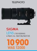 Telephoto Sigma Lens 150-500mm