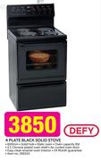 Defy 4 Plate Black Solid Stove
