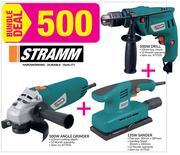 Stramm 500W Drill + 500W Angle Grinder + 135W Sander-Per Set