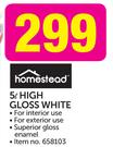 Homestead 5Ltr High Gloss White-Each