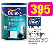 Dulux 5Ltr Luxurious Silk White & Colours-Each
