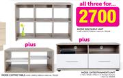 Mode Side Shelf Unit Plus Mode Coffee Table And Mode Entertainment unit