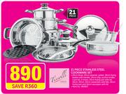 Tissolli 21 Piece Stainless Steel Cookware Set