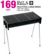 Out & About Mild Steel Large Braai 60x30x14Cm