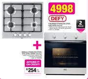 Defy 4 Burner Stainless Steel Gas Hob DHG119 + 600mm Stainless Steel Eye Level Oven DBO461