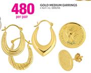 Gold Medium Earrings-Per Pair
