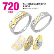 9ct Gold And Silver Rings-Each