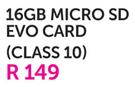 Samsung 16GB Micro SD Evo Card (Class 10)