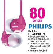 Philips In Ear Headphone(701805)-Per Pair