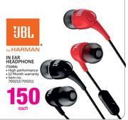 JBL In Ear Headphone T100A-Each