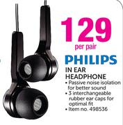 Philips In Ear Headphone(498536)-Per Pair