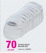 White Bib One Size-Per 10 Pack