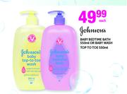 Johnson's Baby Bedtime Bath-550ml Or Baby Wash Top To Toe-550ml Each