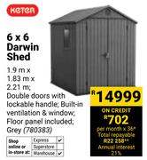 Keter 6 x 6 Darwin Shed 1.9m x 1.83m x 2.21m 780383