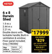 Keter 6 x 8 Darwin Shed 1.9m x 2.44m x 2.21m 780384