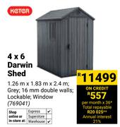 Keter 4 x 6 Darwin Shed 1.26m x 1.83m x 2.4m 769041