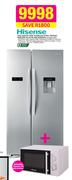 Hisense 730ltr Side By Side Stainless Steel Fridge/Freezer + 20ltr Microwave H730SS-WD