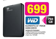 WD Elements 2.5" 750GB Hard Drive WDBUZG7500ABK