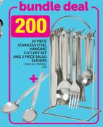 24-Piece Stainless Steel Hanging Cutlery Set And 2-Piece Salad Servers