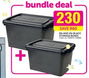 85L And 45L Black Storage Boxes