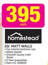 Homestead 20Ltr Matt Walls-Each