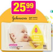 Johnsons Baby Wipes Assorted-80's Pack