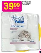 Great value 2 Ply Toilet Tissues-9's pack